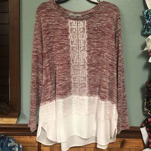 Maroon Lace Top